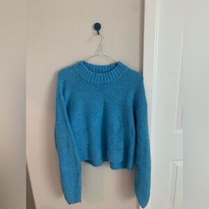 cropped blue sweater